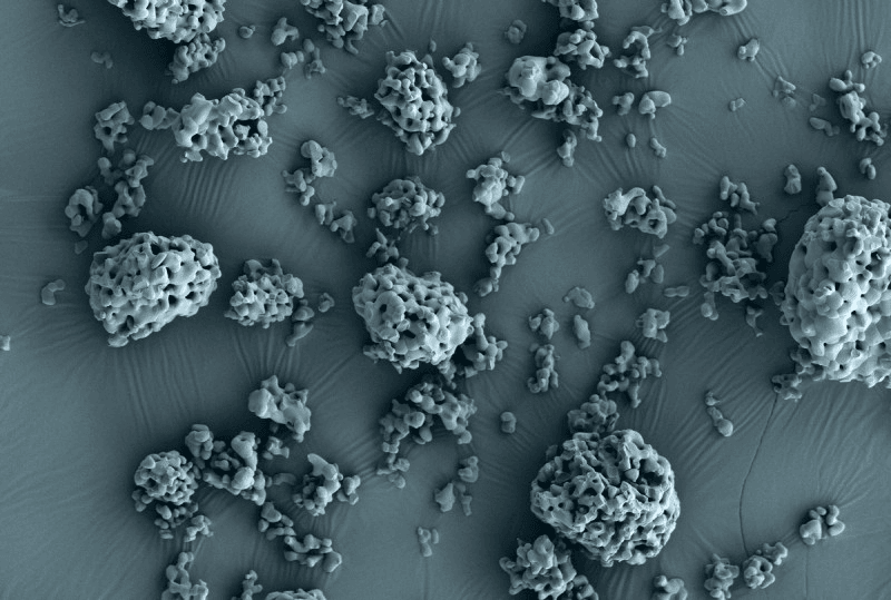 Scanning electron microscopic scan of granular bioceramic particles