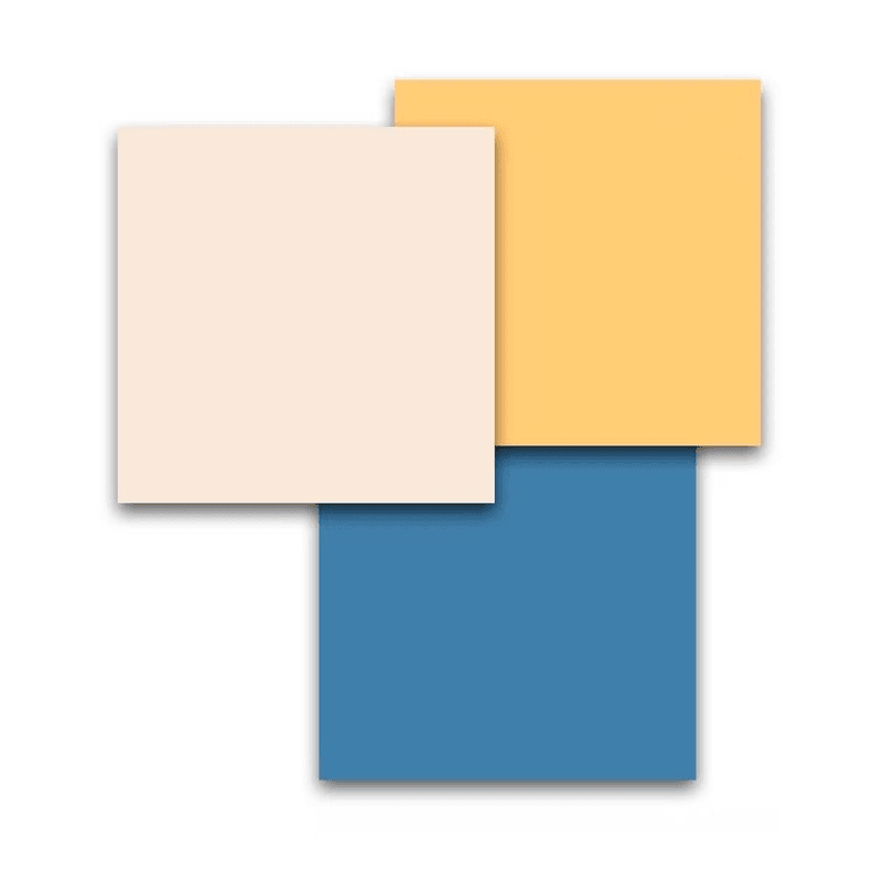 Three overlapping squares, each a different color and labeled with the color name